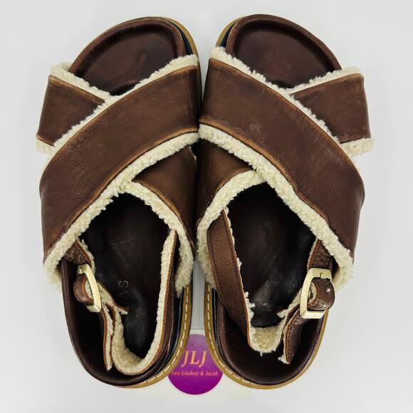 Alohas Women's Marshmallow Leather Fuzzy Shearling Sandals Size 38 EU/ 7-7.5 US - Picture 10 of 13